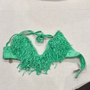 Luli Fama Green Fringe Bikini Top